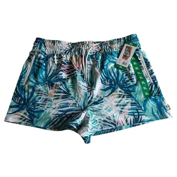 OP Ocean Pacific Quick Dry Tropical Beachy Pull On Shorts Mesh Pockets Sz XL NWT - Picture 2 of 16